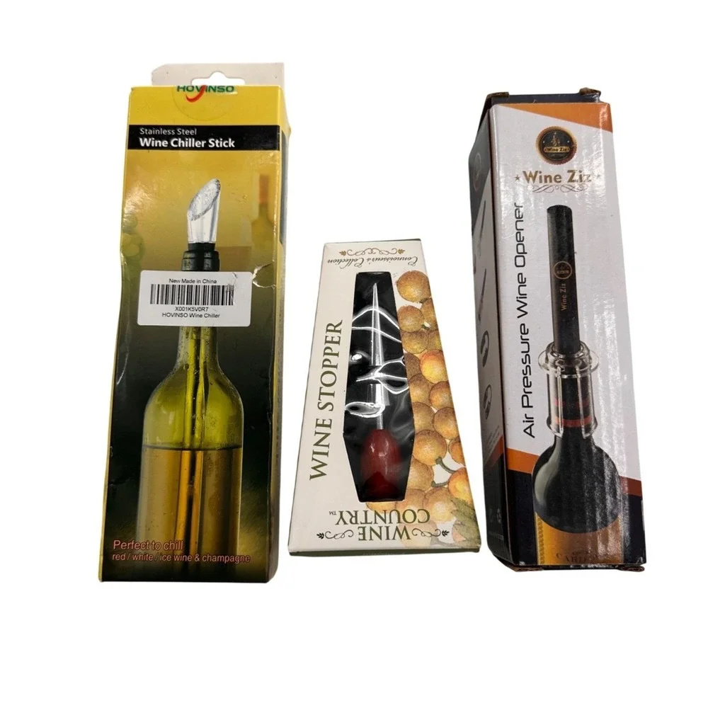 Wine Accessory Gift Set Stainless Steel‎ Chiller Air Pressure Opener Stopper